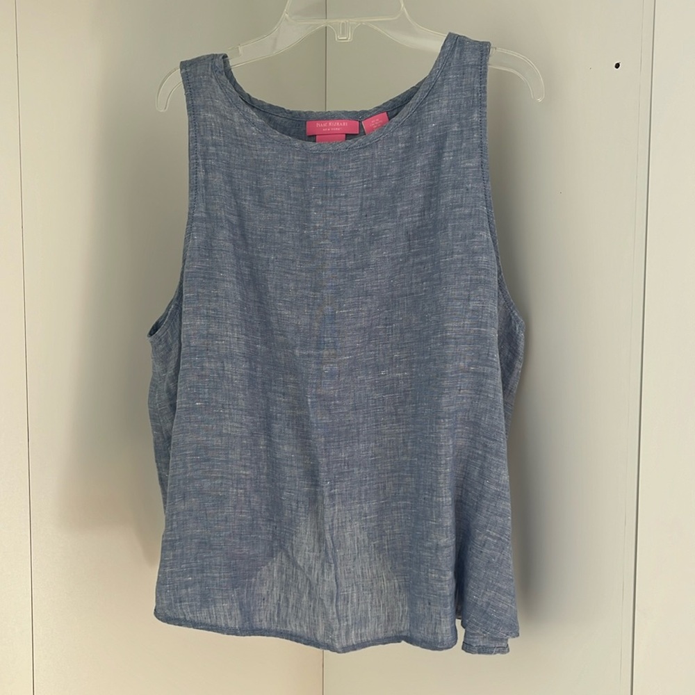 FINAL SALE Isaac Mizrahi Linen Tank, light blue and gorgeous!